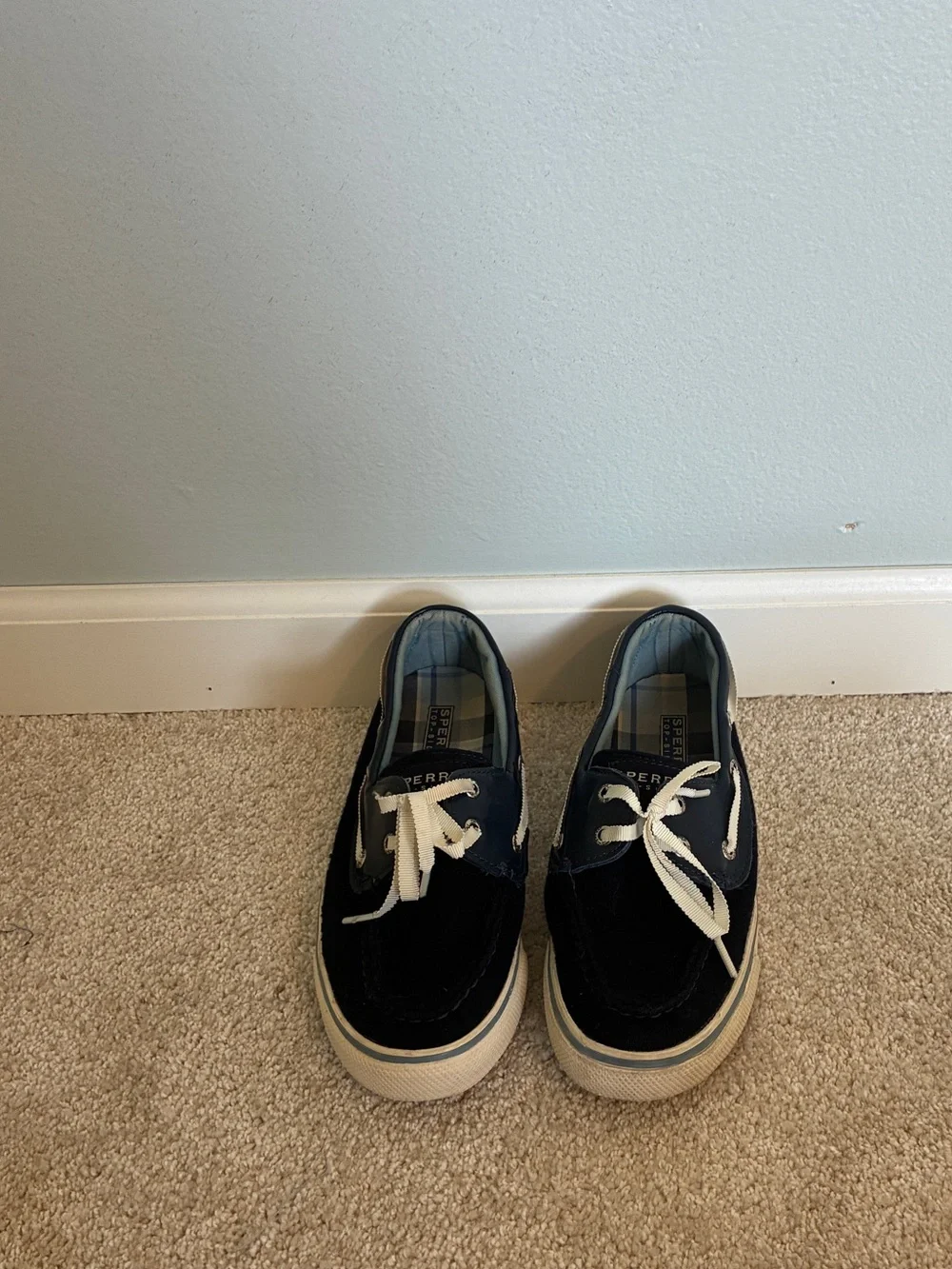 Sperry Top Sider Navy and Cream Lace Boat Shoes size 5.5